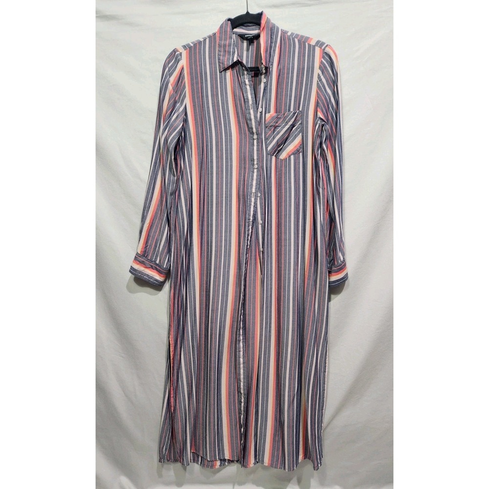 Express Lightweight Striped Button Down Shirt‎ Dress/Maxi CoverUp Viscose SMALL